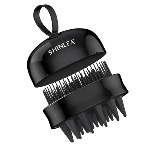 SHINLEA Masażer do włosów i skóry głowy, szczotka do szamponu, szczotka do szorowania włosów i masażu głowy, czarna