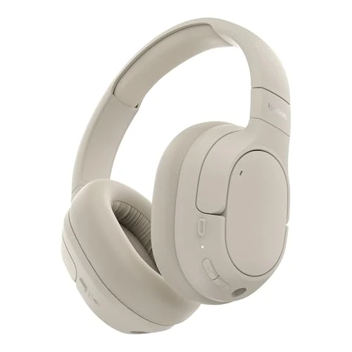 Belkin SoundForm Isolate Cuffie Wireless con Cancellazione Attiva del Rumore Ibrida, Cuffie con Microfono e Bassi Potenti, Cuffie Bluetooth con 60 Ore d'ascolto, Cuscinetti CloudCushion, Beige