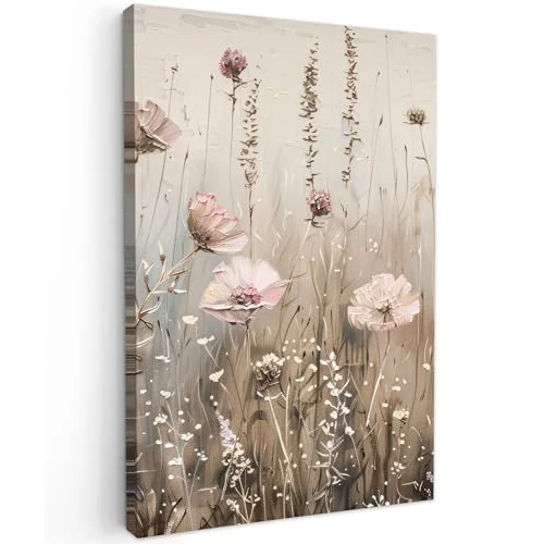 MuchoWow© Małe płótno 20 x 30 cm mini dekoracja sypialnia Aesthetic obrazy na płótnie salon obraz zdjęcie prezent Living Room Decoration kwiaty - różowe - nowoczesne - beżowe