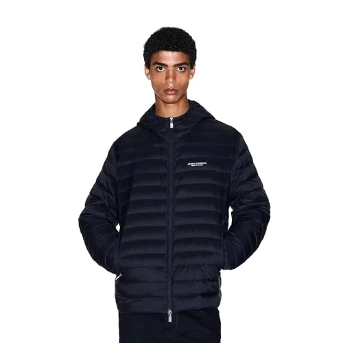 Limited-time offer: Armani Exchange Men's Essential, Long Sleeve Padded Side Lettering Logo Jacket, Deep Navy, L, deep navy, L from 105.56 £ to 105.56 £ (save 0.00%)