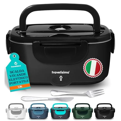 Offerta a tempo: TRAVELISIMO Scaldavivande Elettrico Portatile 80W 1,5L Porta Pranzo Termico 220V/12V/24V Scalda Vivande Portatile Elettrico per Viaggio e Lavoro Portavivande Termico & Porta Pranzo Riscaldabile - 19% da 29.99 € a 24.36 €