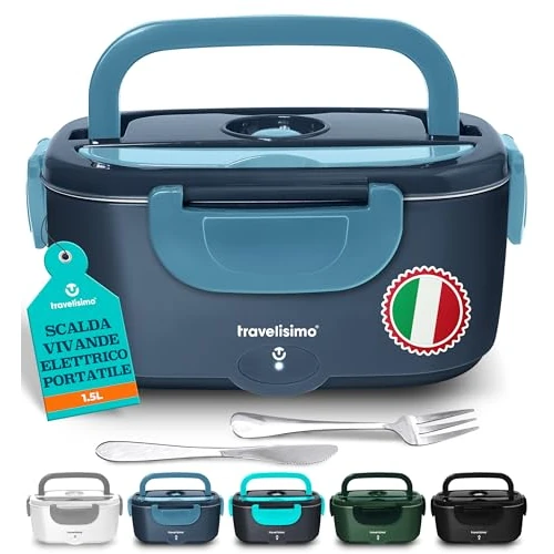 Offerta a tempo: TRAVELISIMO Scaldavivande Elettrico Portatile 80W 1,5L Porta Pranzo Termico 220V/12V/24V Scalda Vivande Portatile Elettrico per Viaggio e Lavoro Portavivande Termico & Porta Pranzo Riscaldabile - 30% da 34.99 € a 24.36 €