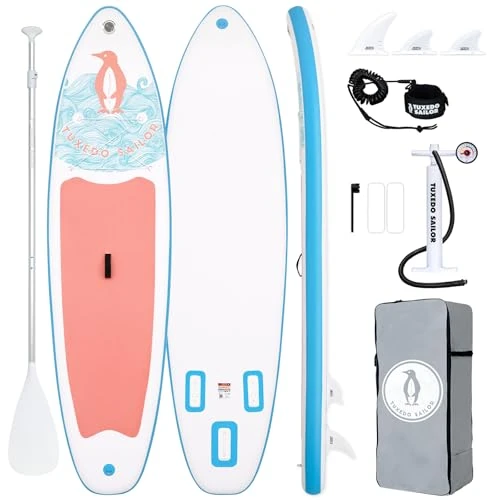Tuxedo Sailor Paddle Gonflable Adulte, Planche de Stand Up Paddle Gonflable Sup Paddle Board Gonflable Planche à Pagaie Gonflable avec Accessoires Complets (Light Pink)