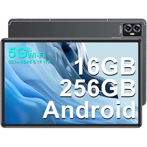 UJJ Newest Tablet Android Tablet 11 Pollici 16GB RAM + 256GB ROM (1TB TF), Octa-Core, 2.0 GHz, 1280 * 800 IPS FHD, 5G WiFi, 8600mAh, Bluetooth 5.0, 8MP+13MP+2MP, Tablet PC con Custodia, Grigio