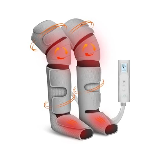 Offerta a tempo: Snailax Massaggiatore per gambe a compressione, Massaggio per ginocchia e polpacci con calore, Massaggiatore per gambe con impastamento 4D per tessuti profondi, Regali, Grigio - 8% da 119.99 € a 109.99 €
