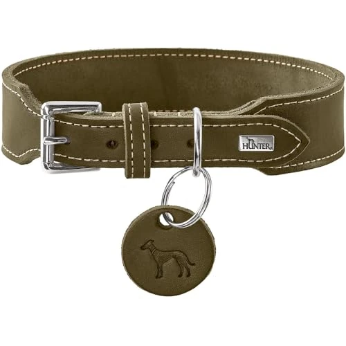 Offerta a tempo: HUNTER Collare Aalborg EXTRABREED colore oliva, extra larga, morbida pelle morbida, con elegante cucitura a contrasto, prodotto in Germania, taglia 35 - 0.00% da 21.90 € a 21.90 €