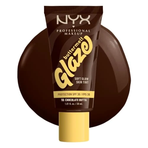Zeitlich begrenztes Angebot: NYX Professional Makeup Foundation für alle Hauttypen, Mit Sheabutter, Mangobutter und Niacinamide, LSF 30 gegen UVA- und UVB-Strahlen, Buttermelt Glaze, Farbton: 10 Chocolate Butta von 14.99 € auf 8.95 € (40% Rabatt)