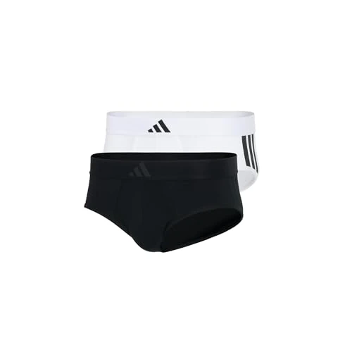 Adidas adidas Men's Undergarment Slip 2er Pack – Low Rise Brief (2pk) – Active Flex Cotton 3 Stripes Men's Underwear, Black/White_4am007, S