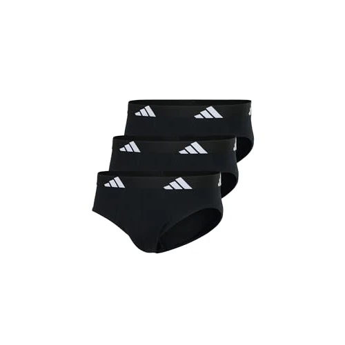 Adidas Lot de 3 Slips - Coton Active Flex - sous-vêtements Confortables, Noir (000), S