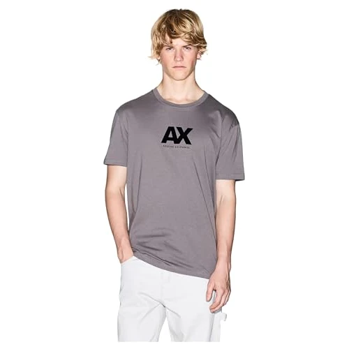 Armani Exchange T-Shirt à Manches Courtes pour Homme avec Logo imprimé et col Rond, Gris, Taille XS, Gris, XS