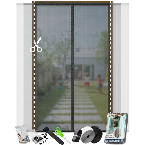 Offerta a tempo: ARCOL Zanzariera Magnetica per porte Regolabile in Larghezza - Tenda Zanzariera Porta Finestra con Fettucce a Strappo, Zanzariera magnetica porta finestra accorciabile (200x245 cm, Nero) - 0.00% da 32.99 € a 32.99 €