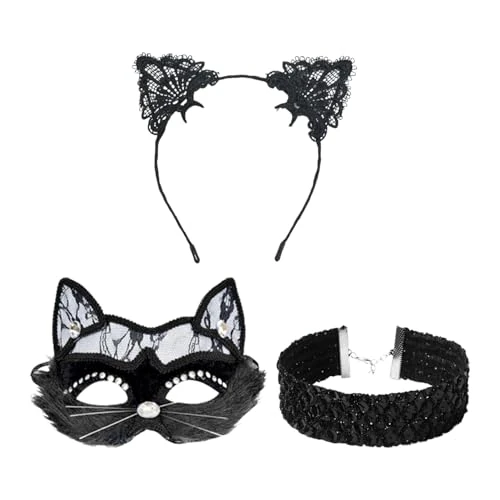 Offerta a tempo: 1 Maschera Per Gatti Con 1 Fascia Per Capelli E 1 Colletto, Accessori Cosplay, Oggetti Di Scena In Maschera, Accessori Per Costumi Da Festa - 0.00% da 3.70 € a 3.70 €
