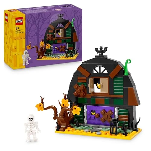 LEGO La Grange d’Halloween - Jouet de Construction avec Squelette & Accessoires Terrifiants Dont Chauve-Souris & Lampes - Décoration Halloween - Cadeau Original pour Garçon ou dès Fille 8 Ans 40721