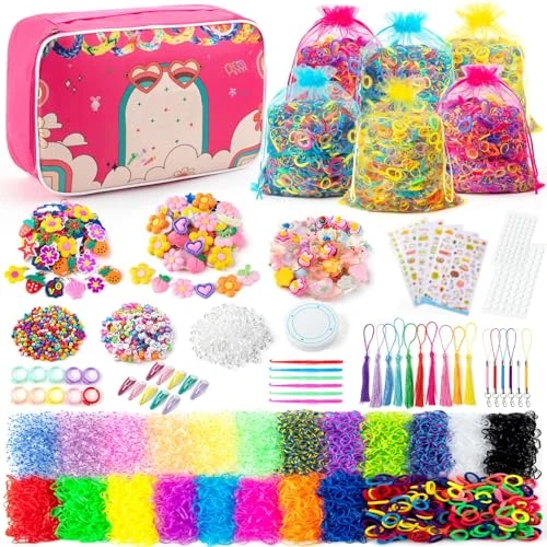 Offerta a tempo: SLEMAKO 18000+ Elastici Per Braccialetti, 20 Colorati Gomma Kit Per Fare Braccialetti Kit Con Perline, Fai Da Te Bambina Elastici Di Gomma Bracciale Giochi Natale Regalo Per Bambini Ragazza Ragazzi - 35% da 36.99 € a 23.99 €
