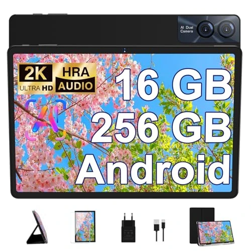 GOODTEL Tablet Android 13 Octa-Core, 27,9 cm (11 inch), 16 GB RAM + 256 GB ROM (1 TB TF), 5G + 2,4 G WiFi, 8600 mAh, 13 MP + 5 MP, touchscreen met beschermhoes, toetsenbord en muis - grijs