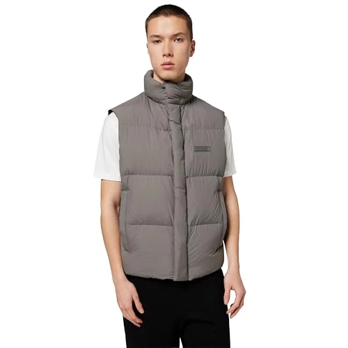 Offerta a tempo: Armani Exchange Men's, zip closure logo patch Down Waistcoat Grey L, Grigio gull scuro, L - 0.00% da 48.48 € a 48.48 €