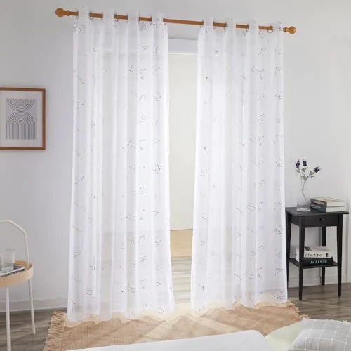 Offre limitée : Deconovo Lot de 2 Rideau Blanc Voilage a Oeillet Rideau Voilage Salon Intérieur Grande Largeur Salon Moderne Enfant Chambre Coloré 140x280cm de 12.99 € à 12.99 € (0.00% de remise)