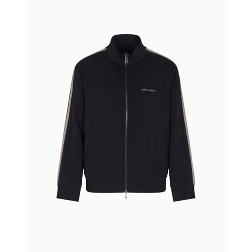 Offerta a tempo: Armani Exchange Felpa da Uomo a Maniche Lunghe con Logo Lettering Zip Closure, Navy Scuro, M - 26% da 130.00 € a 96.50 €