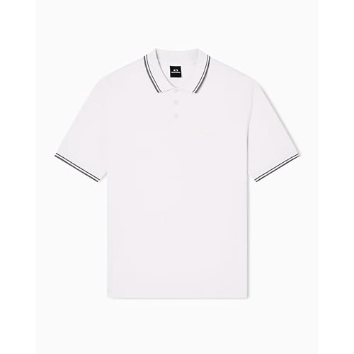 Offerta a tempo: Armani Exchange Maglietta a Maniche Corte da Uomo con Logo Three-Button Collar, Wind Chime, M - 0.00% da 70.00 € a 70.00 €