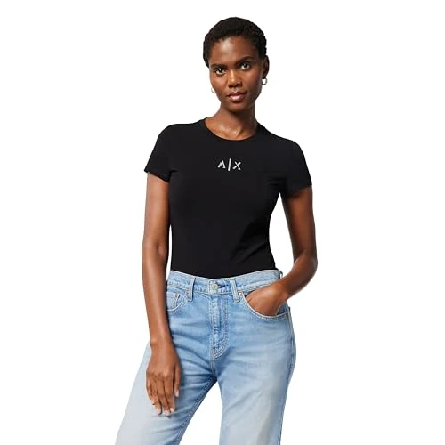 Offerta a tempo: Armani Exchange Maglietta da Donna a Maniche Corte con Logo Slim Fit, Nero, XXL - 0.00% da 43.99 € a 43.99 €