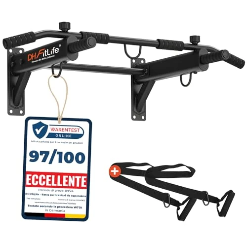 Offre limitée : DH FitLife Barre de Traction 4 en 1 pour Montage Mural, Charge jusqu'à 200kg | Chevilles d'Expansion | Poignées Antidérapantes | Compatible avec Sac de Frappe & Entraîneur de Sangles de 64.08 € à 64.08 € (0.00% de remise)