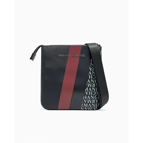 Armani Exchange Essential, Dylan, Embossed Logo, Crossbody Hombres, Black/Pomegranate, Talla única