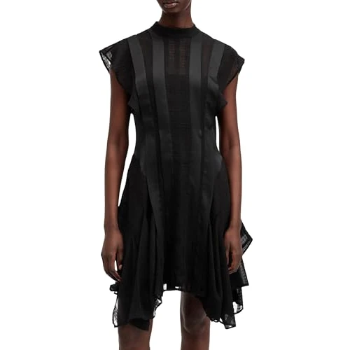 AllSaints Dames Fleur Textuur Jurk, Zwart, 6