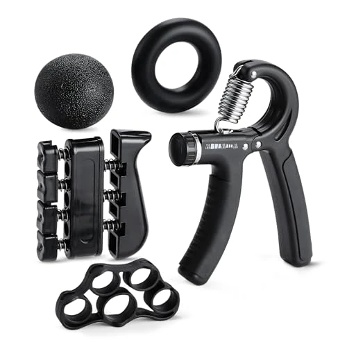 Amazon Basics Grip Strength Trainer Forearm Strengthener 5-Piece Kit, Black