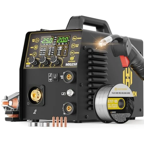 Offerta a tempo: H HZXVOGEN 250A Saldatrice a Filo Continuo per Alluminio 230V, Inverter 6 in 1 Multiprocesso (MIG Pulsato/Gas/Senza Gas/MMA/Lift TIG/Spot), Controllo Sinergico e Manuale con Display LED - 0.00% da 229.99 € a 229.99 €