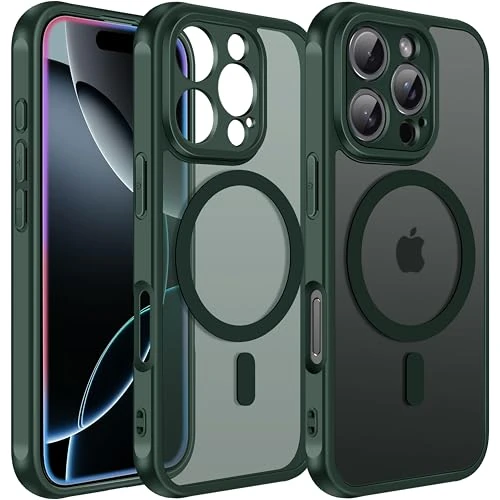 ivoler Magnetic Case for iPhone 16 Pro Max 6.9 inch Upgraded [Compatible with Magsafe] [Full Camera Protection] [15FT Military Grade Protection] Magnetic Charger Case Bumper for 16 Pro Max,Green