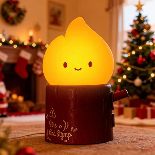 Offerta a tempo: IHALO Natale Luce Notturna per Bambini, Ceppi D'albero Fiamma Ricaricabile Luce Notturna Dimmerabile a 2 Livelli Per Cameretta Dei Bambini, Luce da Lettura, Luminosità Regolabile Luce per Lettura - 39% da 17.99 € a 10.99 €