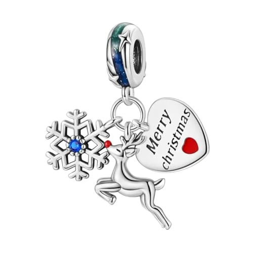 Limited offer: Triple Pendant New 2024 MariaFonte Compatible with All Brands Heart Merry Christmas Reindeer Snow Birthday Pendants Original Silver Mum Pearl Lucky Heart Christmas Zirconia, Unisex, Silver, Silver from 35.97 EUR to 21.58 EUR (save 40%)
