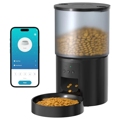 Oferta limitada: Comedero Gato Automatico WiFi Alimentador: Dispensador Comida Gatos/Perros con Grabación 10s - Máquina de Comida Inteligente para Kitty Temporizador Programable Control App 4L Negro de 49.99 € a 35.99 € (ahorro 28%)