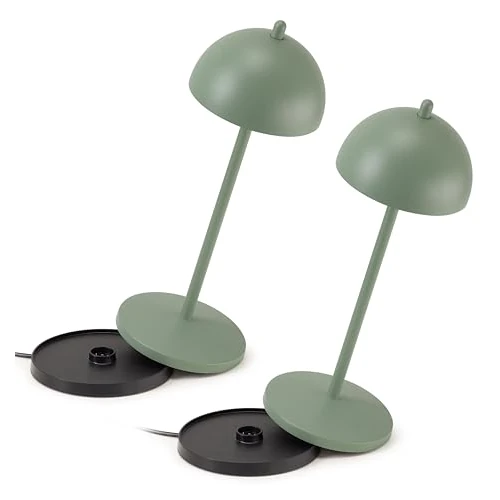 Zeitlich begrenztes Angebot: LVL - La Ville Lumière Set mit 2 EvaG kabellosen Tischlampen - LED Touch-Dimmbar Lampe für Innen/Außen IP65 - Lichttemperatur von 2200 bis 3000K, lange Lebensdauer, Aluminium, Salbei von 171.49 € auf 171.49 € (0.00% Rabatt)