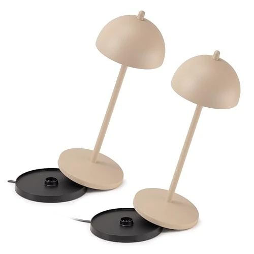 Limited-time offer: LA VILLE LUMIÈRE LVL Set of 2 EvaG Wireless Table Lamps - LED Touch Dimmable Lamp for Indoor/Outdoor Use IP65 - Light Temperature from 2200 to 3000 K, Long Service Life, Aluminium, Sand from 148.24 GBP to 148.24 GBP (save 0%)
