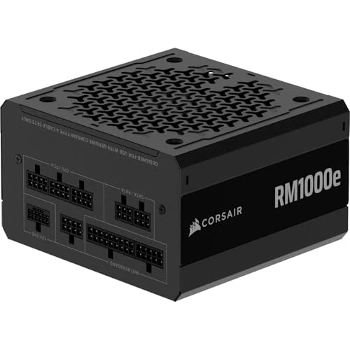 CORSAIR RM1000e (2025) Alimentation ATX entièrement modulaire et silencieuse avec câble 12V-2x6 - Compatible ATX 3.1 et PCIe 5.1, efficacité Cybenetics Gold, condensateurs évalués à 105°C - Noir