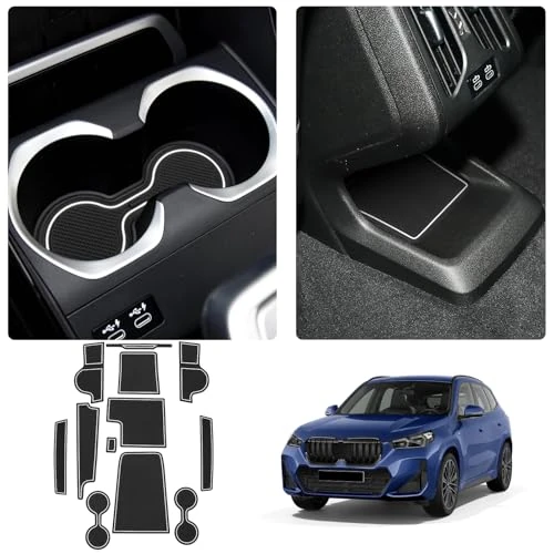 Oferta limitada: LUWU Compatible con BMW X1 iX1 U11 2023-2025 2026 Alfombrillas de Goma Antideslizantes Consola Central Esteras Portabebidas, Costura de Puerta Interiores Accesorios (Weiß) de 27.00 € a 27.00 € (ahorro 0.00%)
