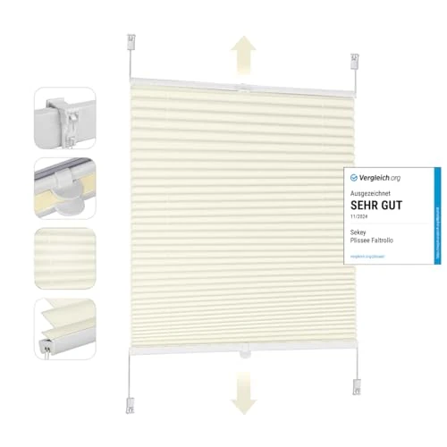 Oferta limitada: Sekey Estor Plisado Klemmfix sin Agujeros, 75 x 130 cm, Estor Plisado para Puertas y Ventanas, Opaco, protección Visual, protección Solar, 75 cm de Ancho, Color Beige de 22.38 € a 22.38 € (ahorro 0.00%)