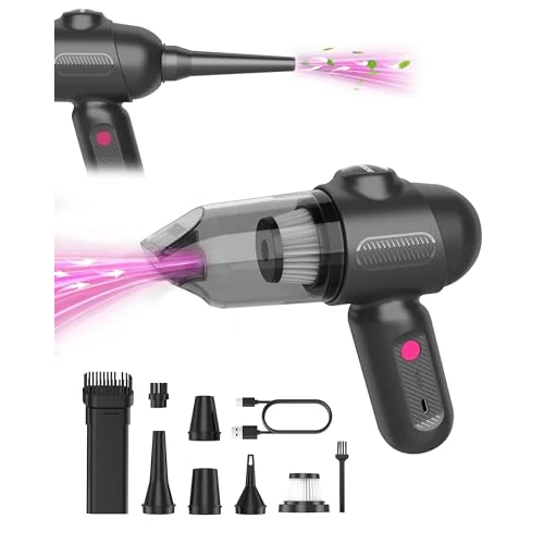 Handstofzuiger accu,Draadloze handstofzuiger,Krachtige Autostofzuiger,Mini Auto Stofzuiger,autostofzuiger met USB Oplaadbare,Draadloos Snoerloze stofzuiger,Voor auto thuis kantoor (Zwart, 8kPa)