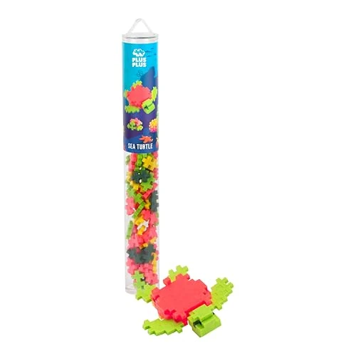 Plus Plus - 100 Briques de Construction avec Tube de Rangement - Tube Tortue 100 Pièces - Jeu de Construction Enfant Dès 5 Ans - Jouet Éducatif et Ludique pour Fille et Garçon