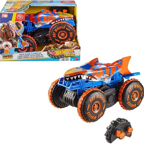 Offre limitée : Hot Wheels Monster Trucks Véhicule radiocommandé Tiger Shark Escaladeur avec 3 modes de jeu pour la course, l’escalade et les cascades, JFR39 de 62.36 EUR à 44.90 EUR (remise 28%)