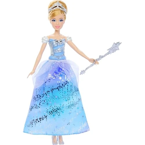 Oferta ograniczona: Mattel Disney Princess Księżniczka Disneya Kopciuszek Magiczna suknia balowa Lalka modowa w podświetlanej sukience, inspirowana filmem Disneya zabawka dla dzieci 3+ z dźwiękiem, JBF94 z 70.87 PLN na 70.87 PLN (zniżka 0%)