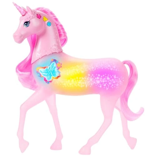 Offerta a tempo: Barbie - Unicorno Luci Brillanti, cavallo con 20 combinazioni interattive di luci, suoni e musica, premi i pulsanti e accarezza la testa per attivarlo, giocattolo per bambini, 3+ anni, JCP78 - 39% da 34.99 € a 21.36 €