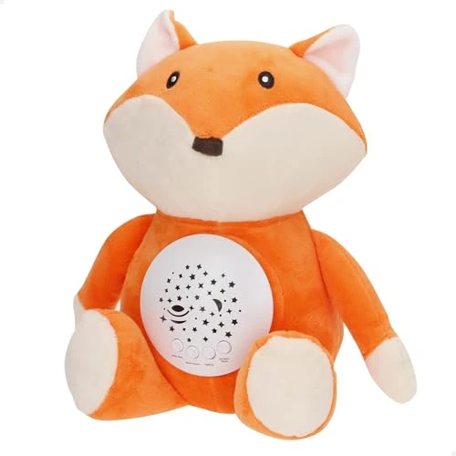 ColorBaby Genial Baby Projector Stars, Fox, 27 cm, Night Light and Timer, Plush Toy for Children, with Sounds and Noise White Baby, Newborn Gift, Gifts for Babies (34031)