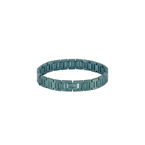 Offerta a tempo: Lacoste Braccialetto a maglie da uomo Collezione METROPOLE in Acciaio Inossidabile con Placcatura Verde - 2040420 - 44% da 109.00 € a 60.79 €