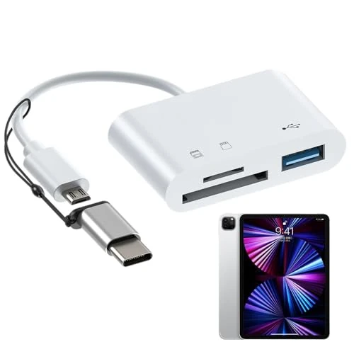 Offerta a tempo: Lettore di schede di memoria | Adattatore per lettore di schede di memoria USB 3.0/USB C a doppio connettore 3 in 1 | Lettore di schede portatile di tipo C, lettura simultanea di schede Ms Cf Tf - 0% da 2.69 € a 2.69 €