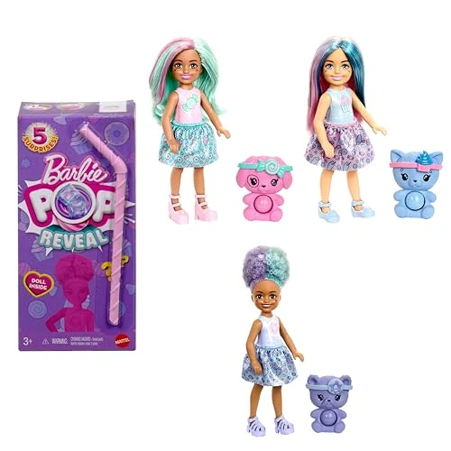 Zeitlich begrenztes Angebot: Barbie Chelsea Pop Reveal Set mit Puppe, Treat-Serie mit 5 Überraschungen, darunter eine duftende kleine Puppe, Pop-it-Haustier und Farbwechsel (Stile können abweichen), JFY01 von 14.99 € auf 9.81 € (35% Rabatt)