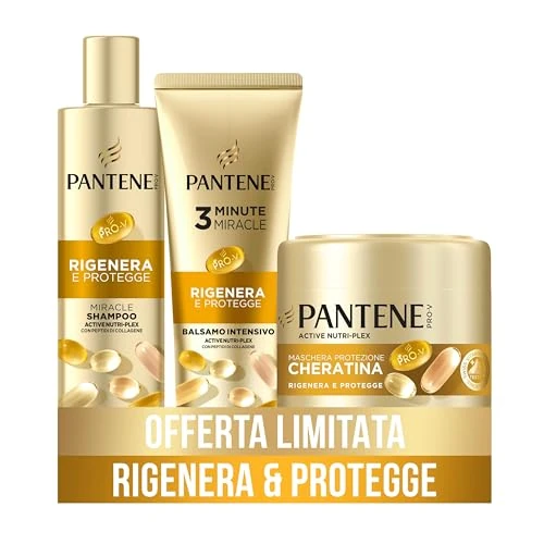 Pantene Pro-V Miracles Regenerates and Protects Gift Set Miracle Shampoo 250ml Intensive Conditioner 200ml Keratin Protective Mask 300ml with Collagen Peptides for Weak and Damaged Hair