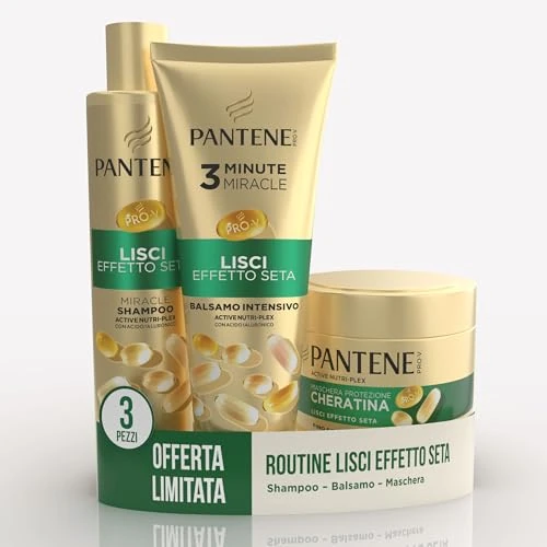 Offerta a tempo: Pantene Shampoo Miracles Lisci Effetto Seta Per Capelli Crespi, 250ml+ Balsamo 200ml+ Maschera 300ml - 27% da 21.99 € a 15.99 €