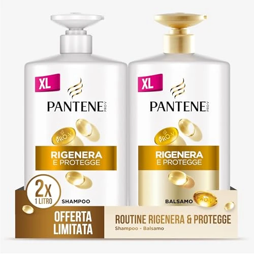 Pantene Pro-V Szampon + odżywka regeneruje i chroni słabe, suche i zniszczone włosy, codzienna odżywka, bez smarowania, z witaminą B5 i mieszanką składników odżywczych, maksymalna wygoda 2 x 1000 ml